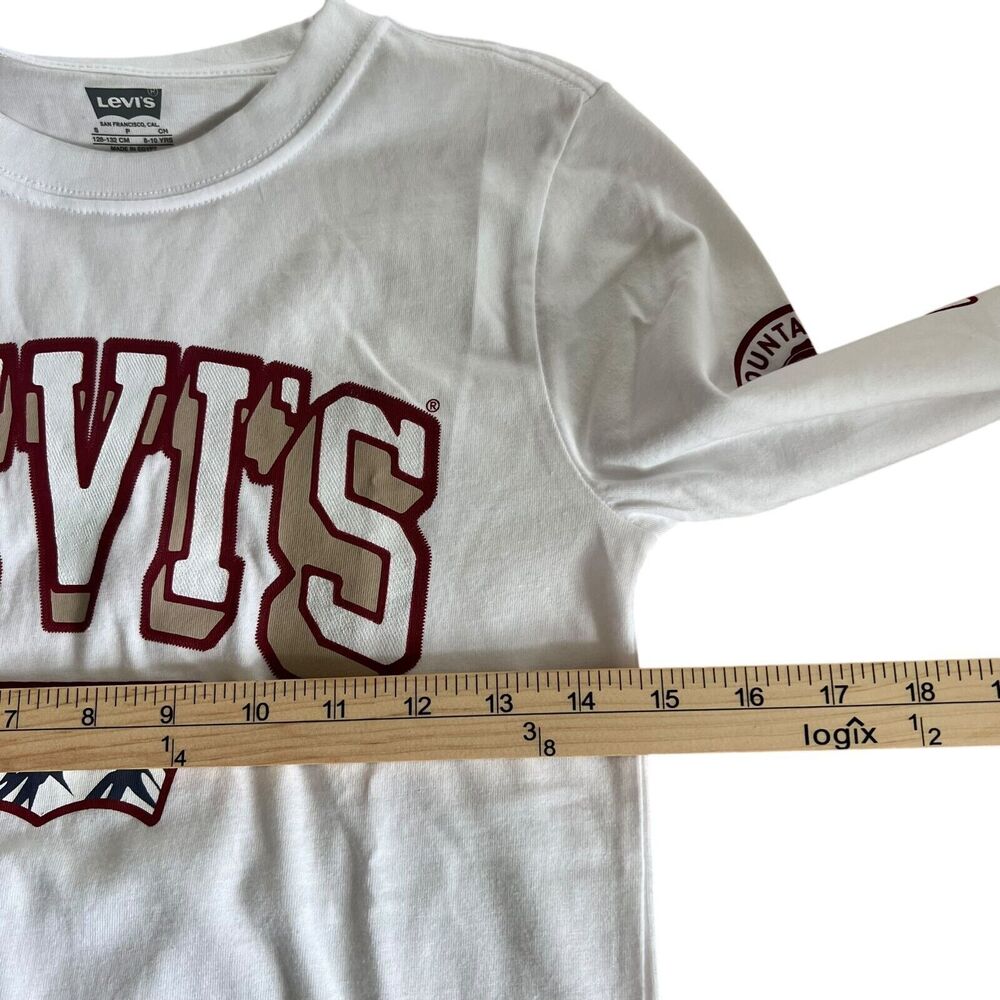 Levi's Youth Boys Sz. Small Long Sleeve Graphic Print Logo T-Shirt White 8-10yrs - Picture 5 of 7